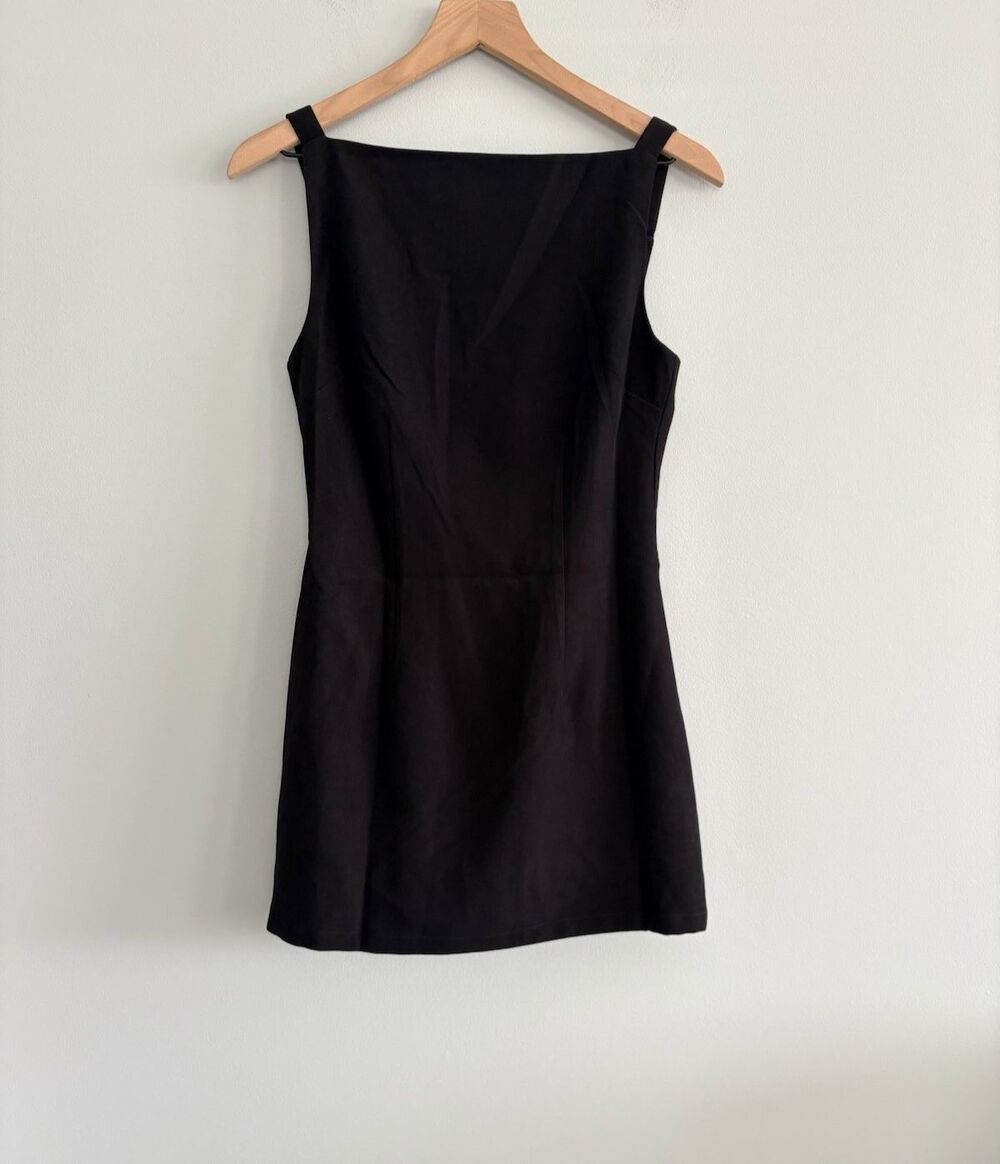 Womens Mini Dress Black Square Neck Sleeveless Zip US Size 4 New